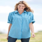 Short -Sleeve Button-Down Cotton Seersucker Shirt image number null