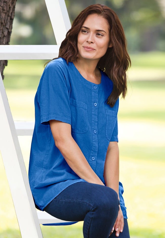 Short-Sleeve Crinkle Shirt image number 3