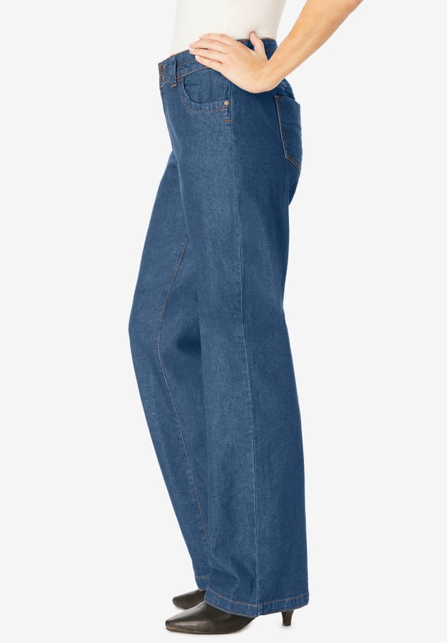 Perfect Wide-Leg All-Cotton Denim Five-Pocket Jeans image number 2
