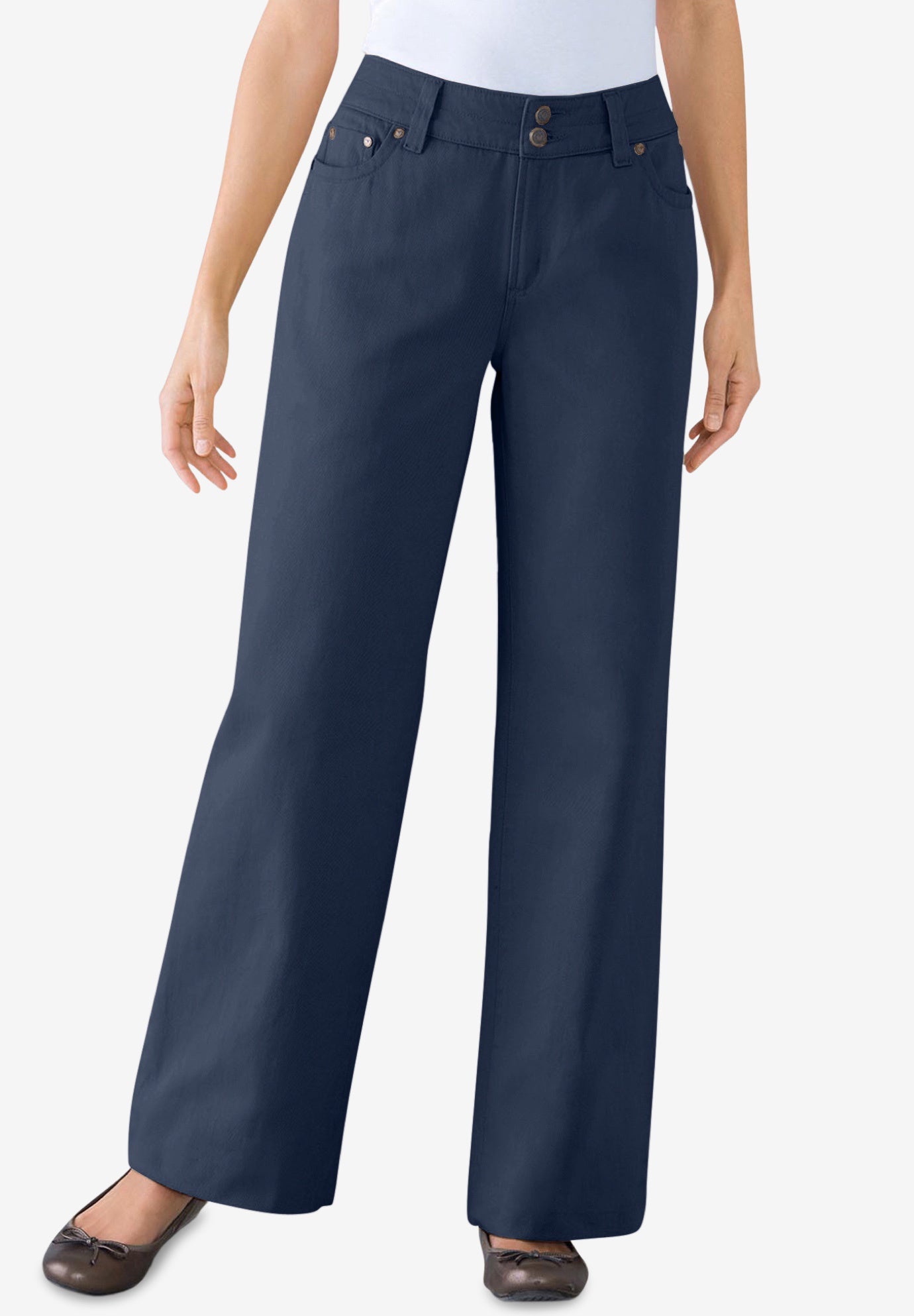 Perfect Wide-Leg All-Cotton Denim Five-Pocket Jeans image number 0