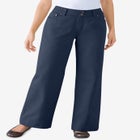 Perfect Wide-Leg All-Cotton Denim Five-Pocket Jeans image number null