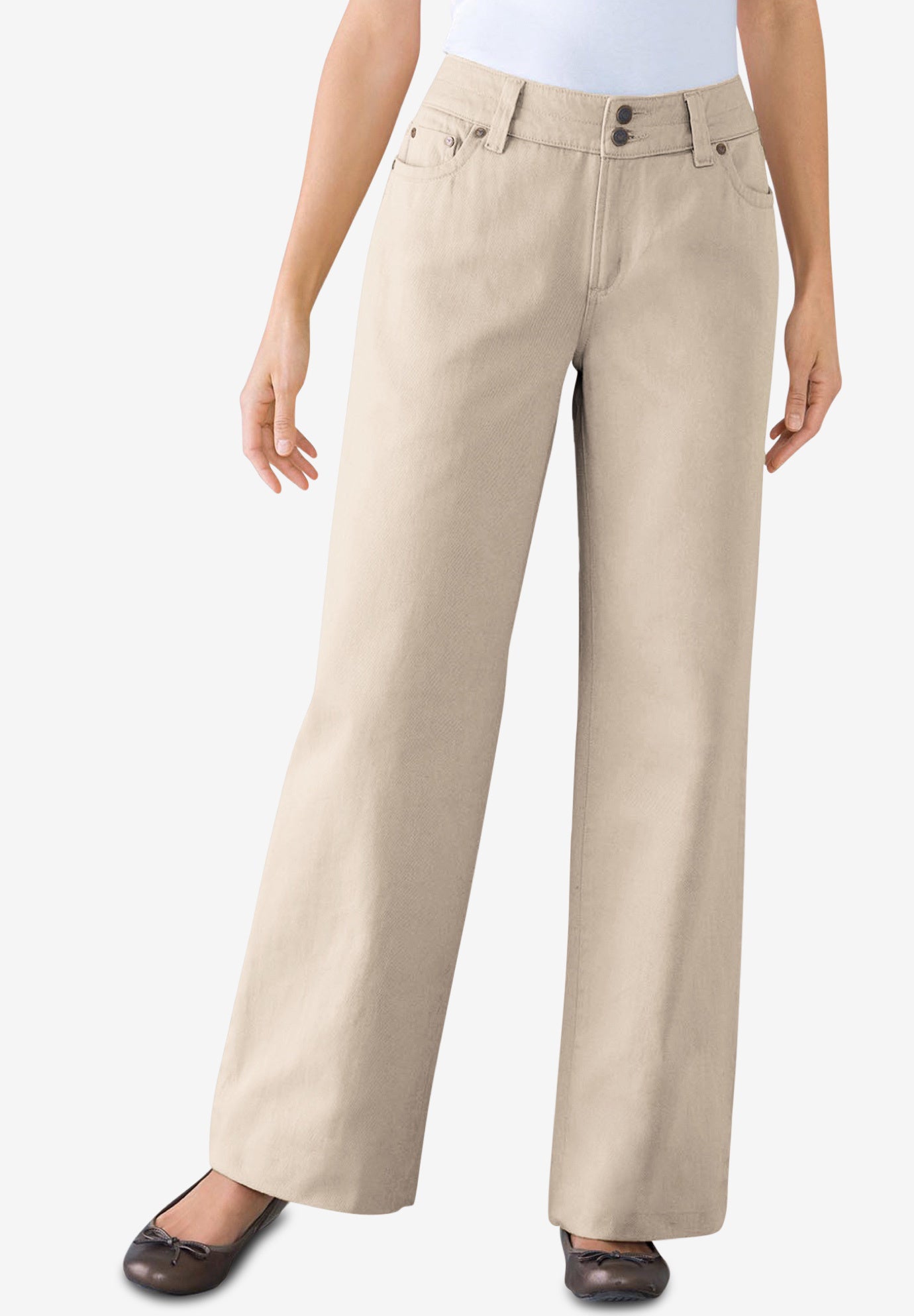 Perfect Wide-Leg All-Cotton Denim Five-Pocket Jeans image number 0