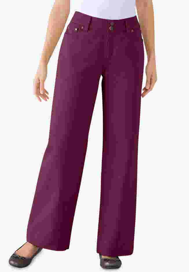Perfect Wide-Leg All-Cotton Denim Five-Pocket Jeans image number 0