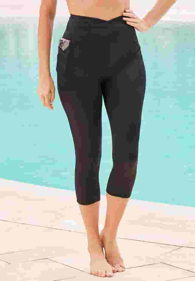 High-Waist Swim Capri with Mesh Pockets image number 0