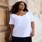 Ultimate Scalloped Scoop Neck Tee image number null