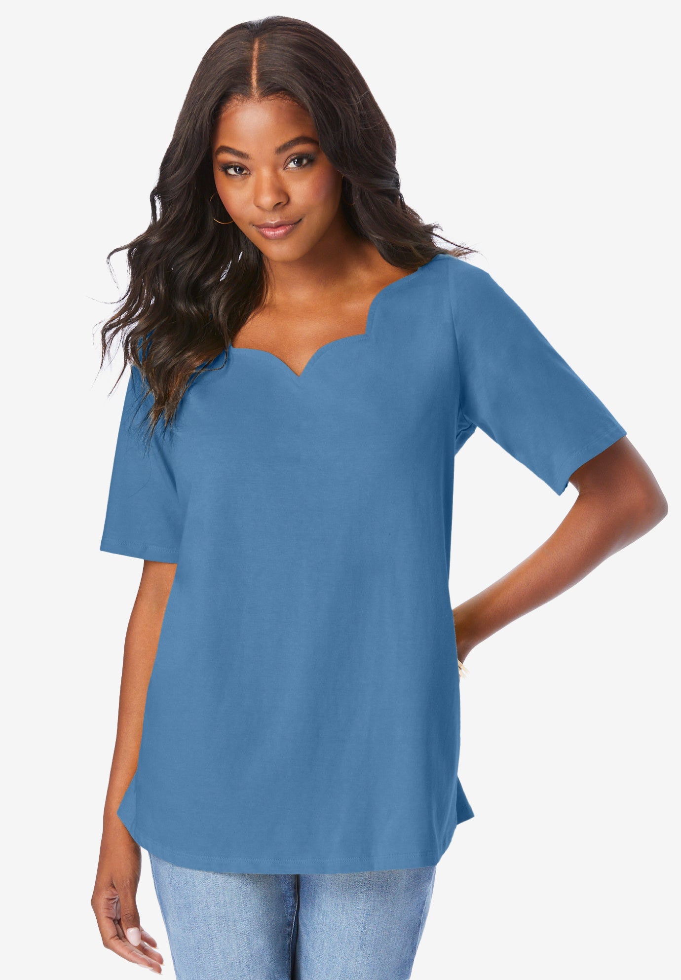 Ultimate Scalloped Scoop Neck Tee image number 0