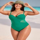 Cup Sized Mesh Underwire One Piece Swimsuit image number null