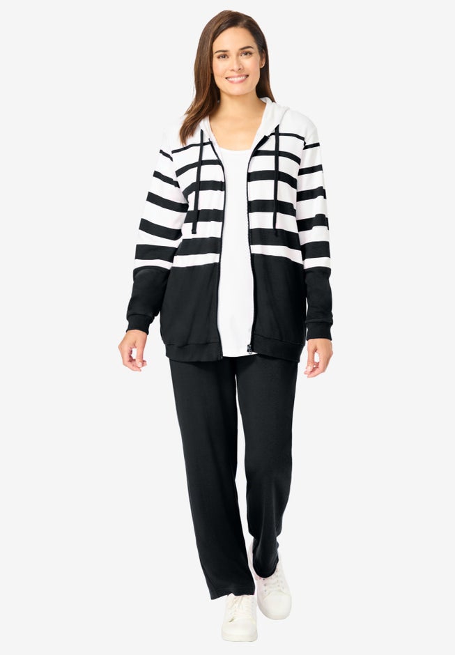 Striped Full Zip Jacket Set image number 0