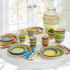 Santa Fe Hand-Painted Striped Stoneware Dinnerware Set image number null