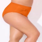 Side Knot Drape Overlay High Waist Swim Brief image number null