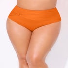 Side Knot Drape Overlay High Waist Swim Brief image number null