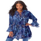 Hand Crinkled Ruffle Pintuck Tunic image number null