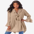 Hand Crinkled Ruffle Pintuck Tunic image number null