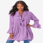 Hand Crinkled Ruffle Pintuck Tunic image number null