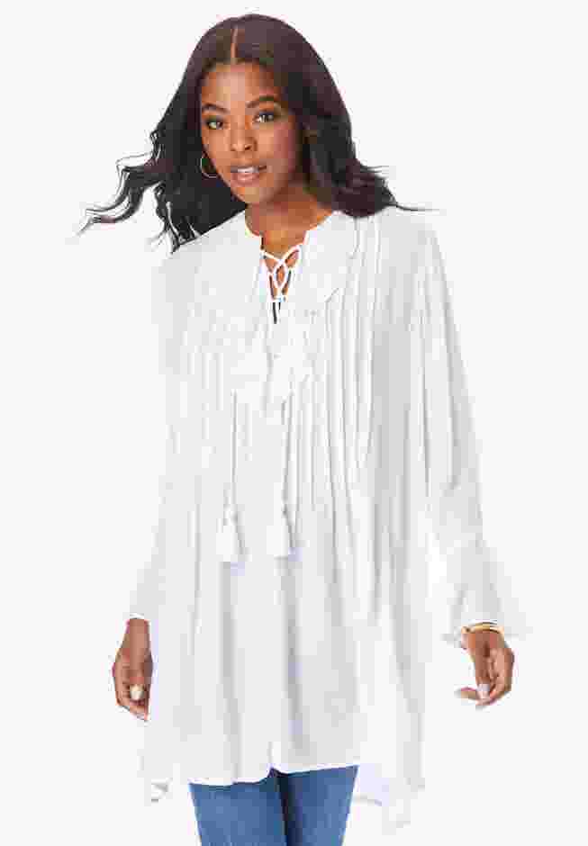 Ruffle Pintuck Crinkle Tunic image number 0