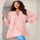 Hand Crinkled Ruffle Pintuck Tunic image number 0