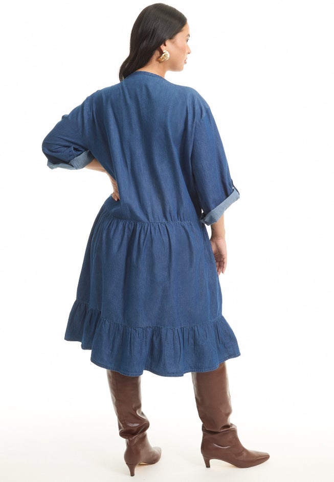 Ruffled Denim Dress image number 1