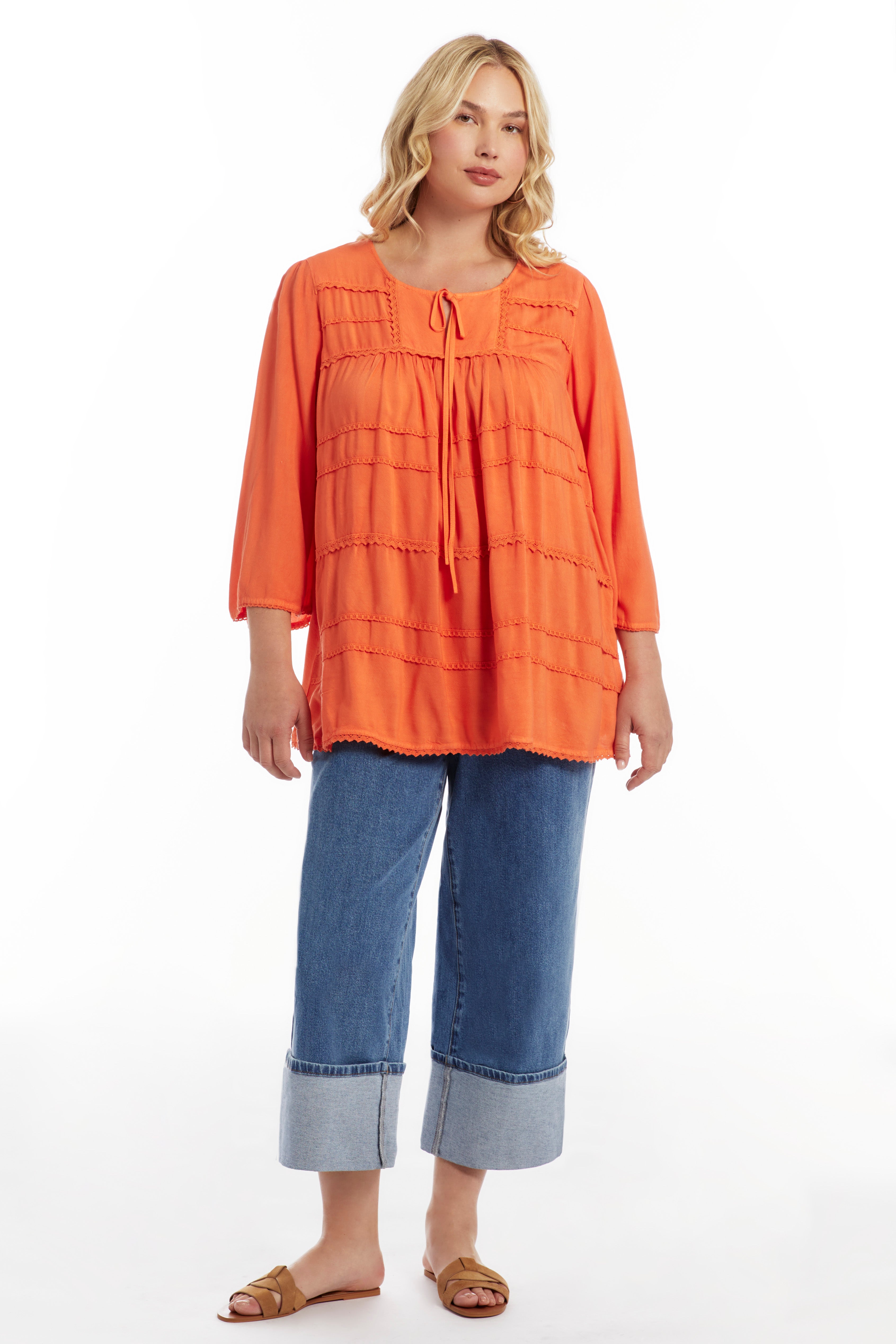 Acid Wash Peasant Blouse image number 2