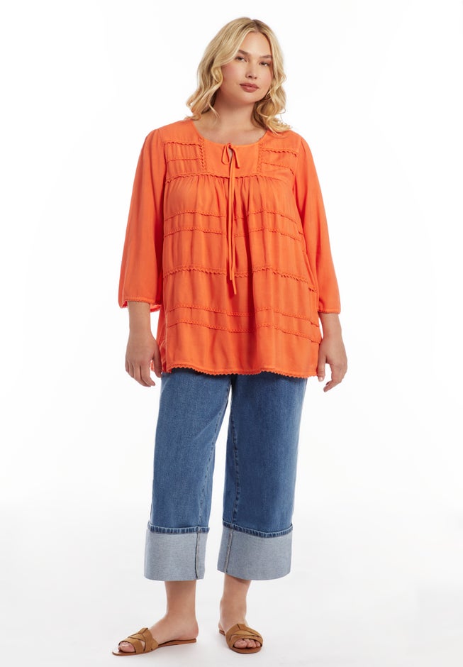 Acid Wash Peasant Blouse image number 2