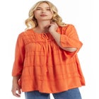 Acid Wash Peasant Blouse image number null