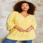 Acid Wash Peasant Blouse image number null