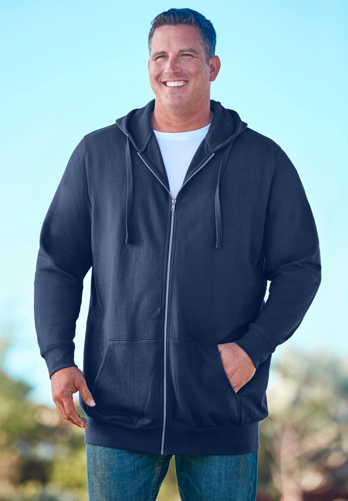 Longer-length Fleece Full Zip Hoodie image number 4