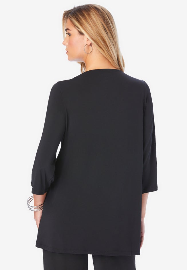 Lace V Neck Ultrasmooth® Fabric Top image number 1