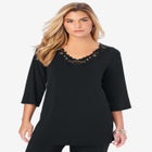 Lace V Neck Ultrasmooth® Fabric Top image number null