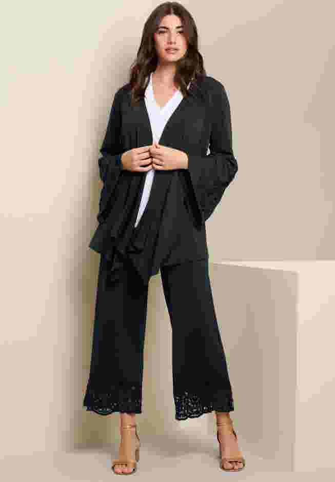 Lace Trimmed Ultrasmooth® Fabric Cardigan image number 1