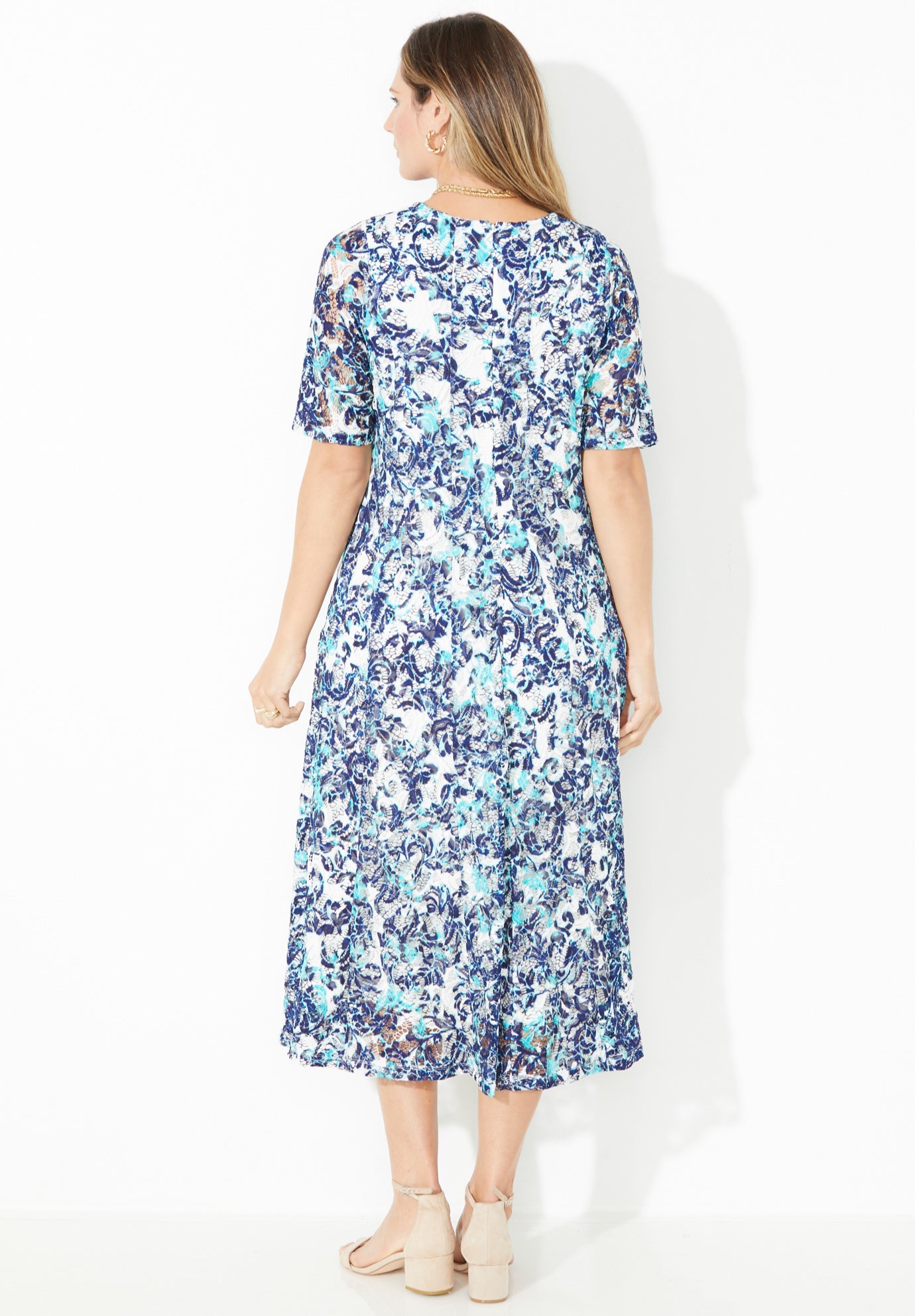 Stretch Lace Fit & Flare Dress image number 1