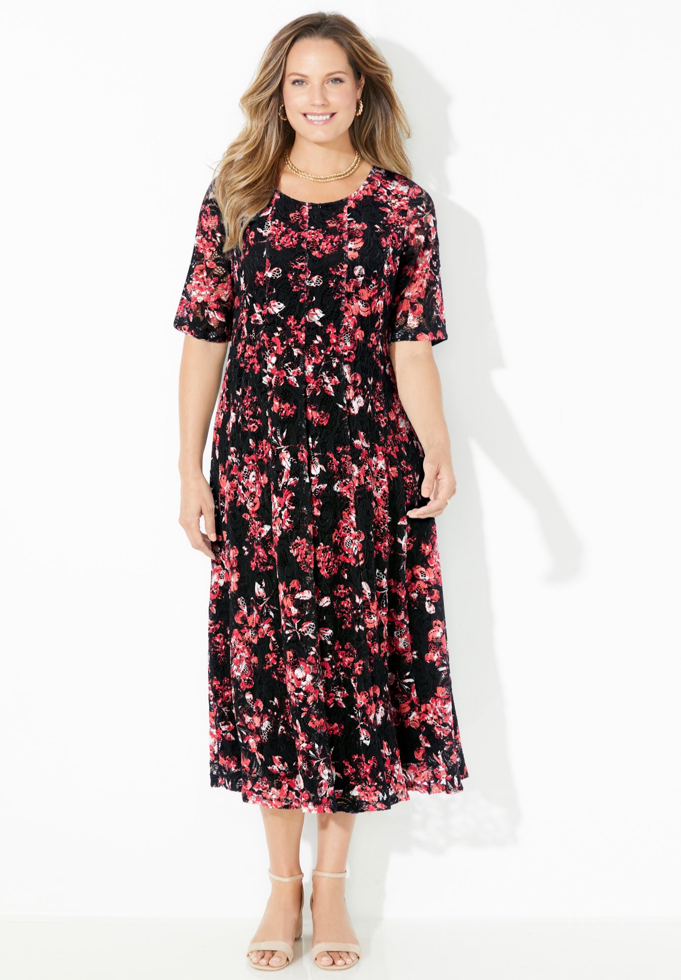 Stretch Lace Fit & Flare Dress image number 0