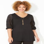 Liz&Me&reg; Eyelet Peasant Top image number null