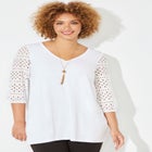Liz&Me&reg; Eyelet Peasant Top image number null