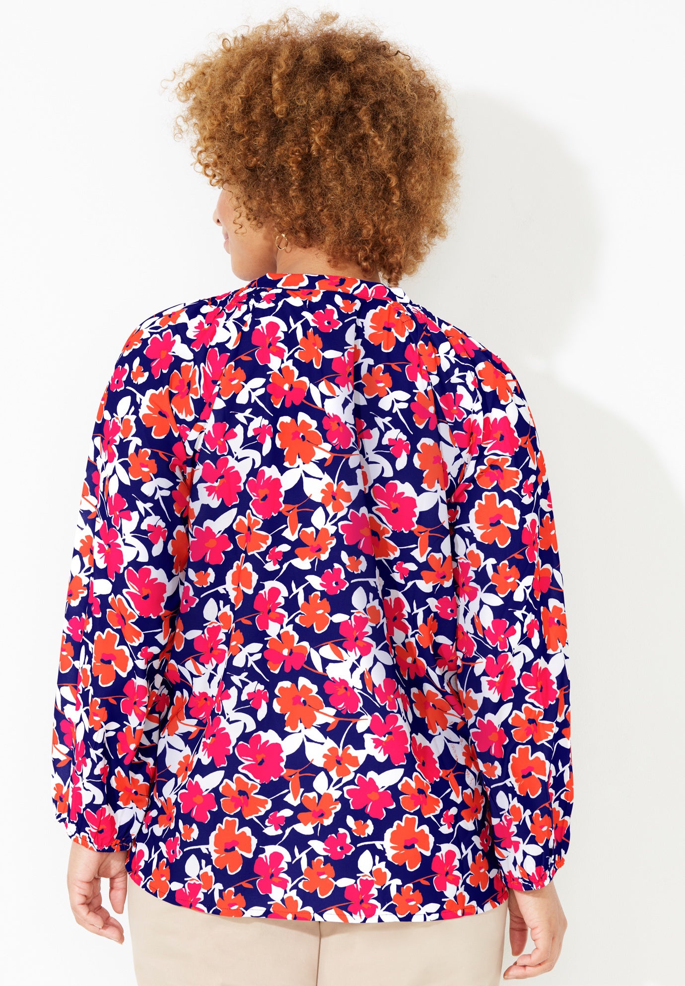 Liz&Me® Henley Peasant Georgette Blouse image number 1