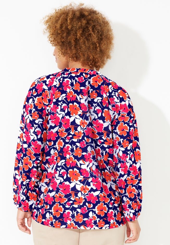 Liz&Me® Henley Peasant Georgette Blouse image number 1