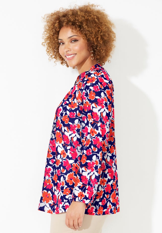 Liz&Me® Henley Peasant Georgette Blouse image number 2