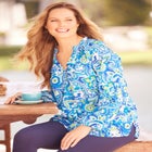 Liz&Me® Henley Peasant Georgette Blouse image number null