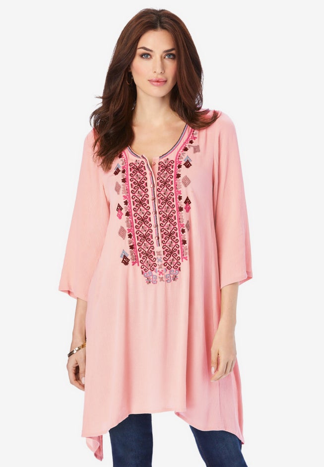 Embroidered Henley Tunic image number null