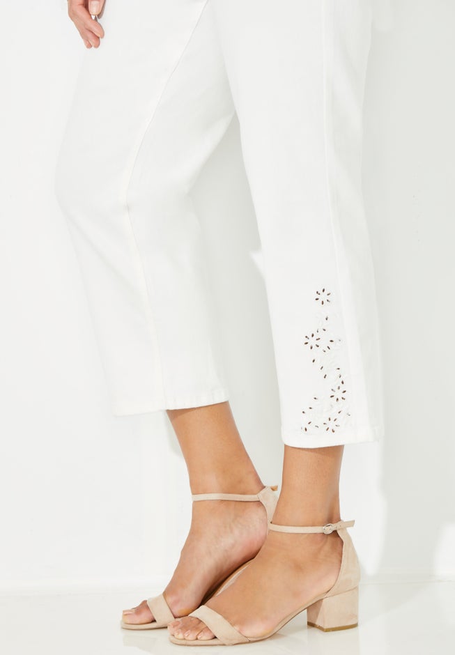 Eyelet Hem Straight Leg Capri image number 3