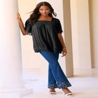 Hand Crinkled Embroidered Lace Top image number null