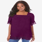 Hand Crinkled Embroidered Lace Top image number null