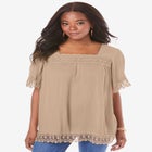 Hand Crinkled Embroidered Lace Top image number null