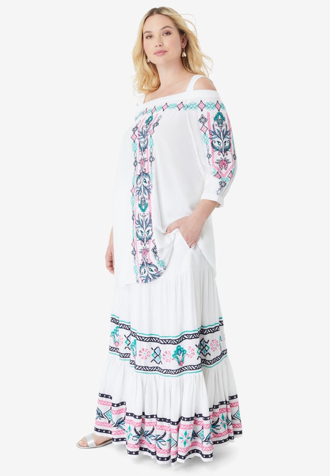 Off-The-Shoulder Embroidered Top image number null