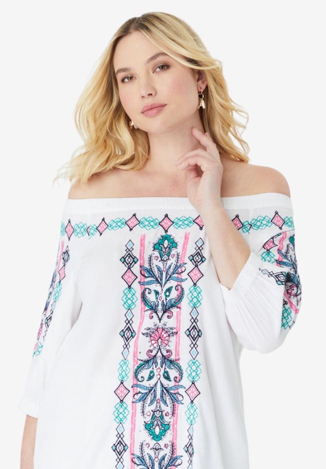 Off-The-Shoulder Embroidered Top image number null