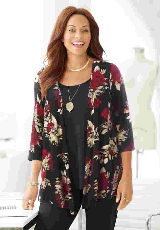 Cardigan and Tank One Piece Top image number 0