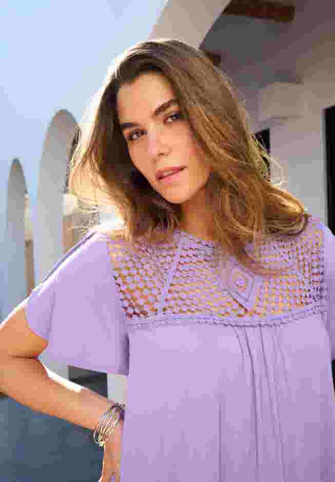Lace Yoke Pleated Tunic image number 1