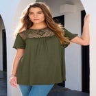 Lace Yoke Pleated Tunic image number null