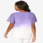 Lace-Sleeve Ombre Slub Tee image number null
