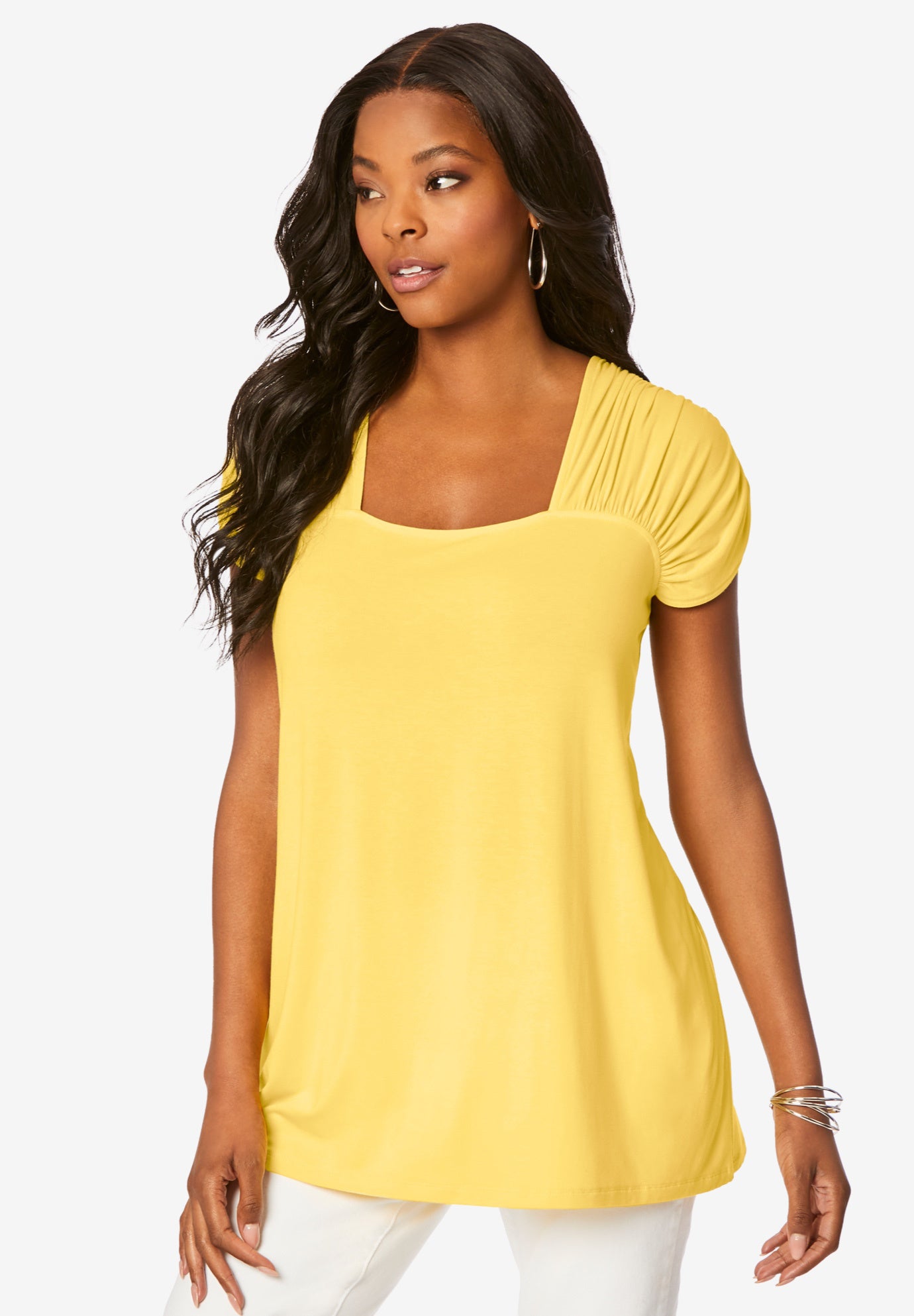 Ruched Cap-Sleeve Ultra Femme Top. image number 0