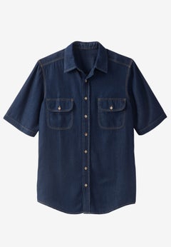 Short Sleeve Denim and Twill Shirt